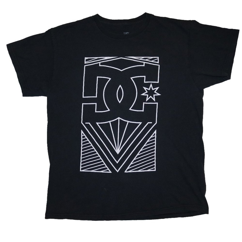DC Shoes Tee Men's Large L Black White Logo Graphic T Shirt Skater Skateboarding